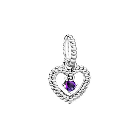Pandora Signature Silver Heart Dangle Charm - Picture 1 of 4